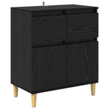 Sideboard with Drawer Black Oak 60 x 35 x 70 cm Engineered Wood 881211