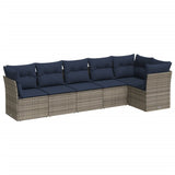 6 Piece Garden Sofa Set with Cushions Grey Poly Rattan 3217661