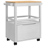Kitchen Trolley FLORO White 72.5 x 45 x 80 cm Solid Pine Wood 42011252