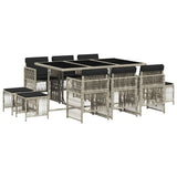 11 Piece Garden Dining Set with Cushions Light Grey Poly Rattan 3210971