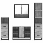 ZNTS 4 Piece Bathroom Furniture Set Grey Sonoma Engineered Wood 3301303