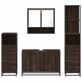 ZNTS 4 Piece Bathroom Furniture Set Brown Oak Engineered Wood 3301284