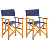 Chair Set of 2 Natural wood colour and Blue 45948