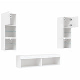 6 Piece TV Wall Units with LED White Engineered Wood 3216615