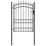 Fence Gate with Spikes Grey 170 x 100 cm Powder-coated steel 42008990