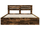 Bed Frame Smoked Oak 140 x 190 cm Solid Pine Wood 3411419