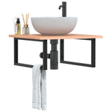 Basin Shelf Wall Mounted Steel and Solid Wood Oak 3302641