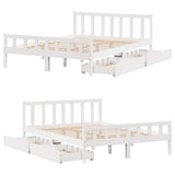 Bed Frame without Mattress White 150x200 cm King Size Solid Wood Pine 3301582
