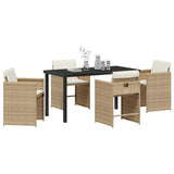 Garden Dining Set 5 pcs Beige Poly Rattan 3380702