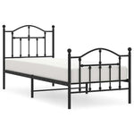 Metal Bed Frame without Mattress with Footboard Black 90x190cm 353449