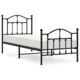 Metal Bed Frame without Mattress with Footboard Black 90x190cm 353449