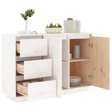 813805 Sideboard White 111x34x75 cm Solid Wood Pine