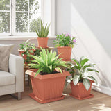 Square Flower Tray 24 pcs Brick Red 36 x 36 x 3 cm Plastic 42020372