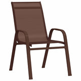 Garden Dining Set 5 pcs Brown and Black Powder-coated Steel 3379131