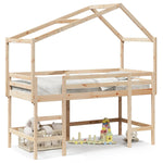 ZNTS Loft Bed with Ladder and Roof without Mattress 80x200 cm 3282072