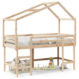 ZNTS Loft Bed with Ladder and Roof without Mattress 80x200 cm 3282072