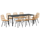 Garden Dining Set 9 pcs Brown Powder-Coated Steel 3379197