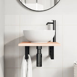 Basin Shelf Wall Mounted Steel and Solid Wood Oak 3302537