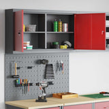 Tool Cabinet Set with Shelf 3 pcs Red Powder-Coated Steel 3321399