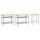 Work Bench Set 3 pcs Beige and Grey Powder-Coated Steel 3321391