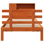 ZNTS Bookcase Bed without Mattress Wax Brown 90x190 cm Single Solid Wood Pine 3322738