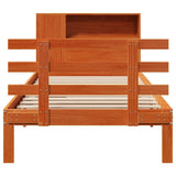 ZNTS Bookcase Bed without Mattress Wax Brown 90x190 cm Single Solid Wood Pine 3322738