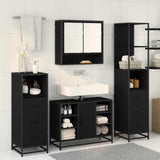 Bathroom Furniture Set 3 pcs Black Oak Engineered Wood 3402571