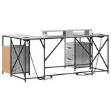 Desk with Shelf Grey Sonoma 182 x 101 x 87.5 cm Engineered Wood 3376139