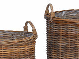 Planter Basket with Storage 2 pcs Brown Lacak Rattan 42020952