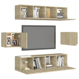 6 Piece TV Cabinet Set Sonoma Oak Engineered Wood 3078997