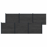 Fence Panel 6 pcs WPC and Aluminium Black 3429479