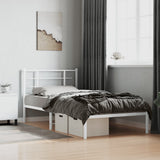 Metal Bed Frame without Mattress with Headboard White 100x200cm 355605