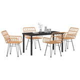 Garden Dining Set 5 pcs Brown Powder-Coated Steel 3379179