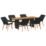 Garden Dining Set 7 pcs Black and brown Poly Rattan 3261623