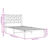 Metal Bed Frame without Mattress with Headboard Black 90x190cm 374429