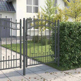 Fence Gate with Spear Top with Lock Grey 103 x 125 cm Steel 42009039