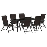 Garden Dining Set 7 pcs Black Coffee Powder-Coated Steel 3379272