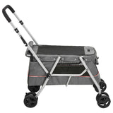 Folding Dog Stroller Grey 100x49x96 cm Linen Fabric 172203