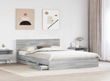Bed Frame with Drawer Grey Sonoma 140 x 190 cm Engineer Wood 3407982