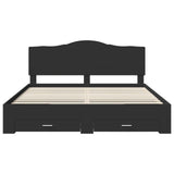 Bed Frame with Headboard Black 200 x 200 cm Engineered Wood 3413563