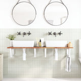Basin Shelf Wall Mounted Steel and Solid Wood Acacia 3302846
