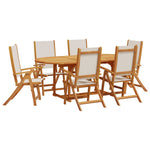 ZNTS 7 Piece Garden Dining Set Solid Wood Acacia and Textilene 3279287