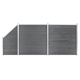 WPC Fence Set 2 Square + 1 Slanted 446x186 cm Grey 3053234