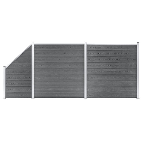 WPC Fence Set 2 Square + 1 Slanted 446x186 cm Grey 3053234