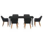 Garden Dining Set with Cushion 7 pcs Black Poly Rattan 3261668