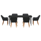 Garden Dining Set with Cushion 7 pcs Black Poly Rattan 3261668