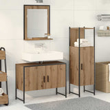 Bathroom Furniture Set with Door 3 pcs Brown 33 x 33 x 102.5 cm 3334375