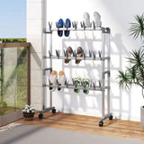 Shoe Rack with Wheels Silver 66x27x100 cm 344371