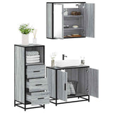 3 Piece Bathroom Furniture Set Grey Sonoma Engineered Wood 3301008