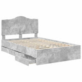 Bed Frame with Drawer Concrete Grey 135 x 190 cm Engineer Wood 3413425